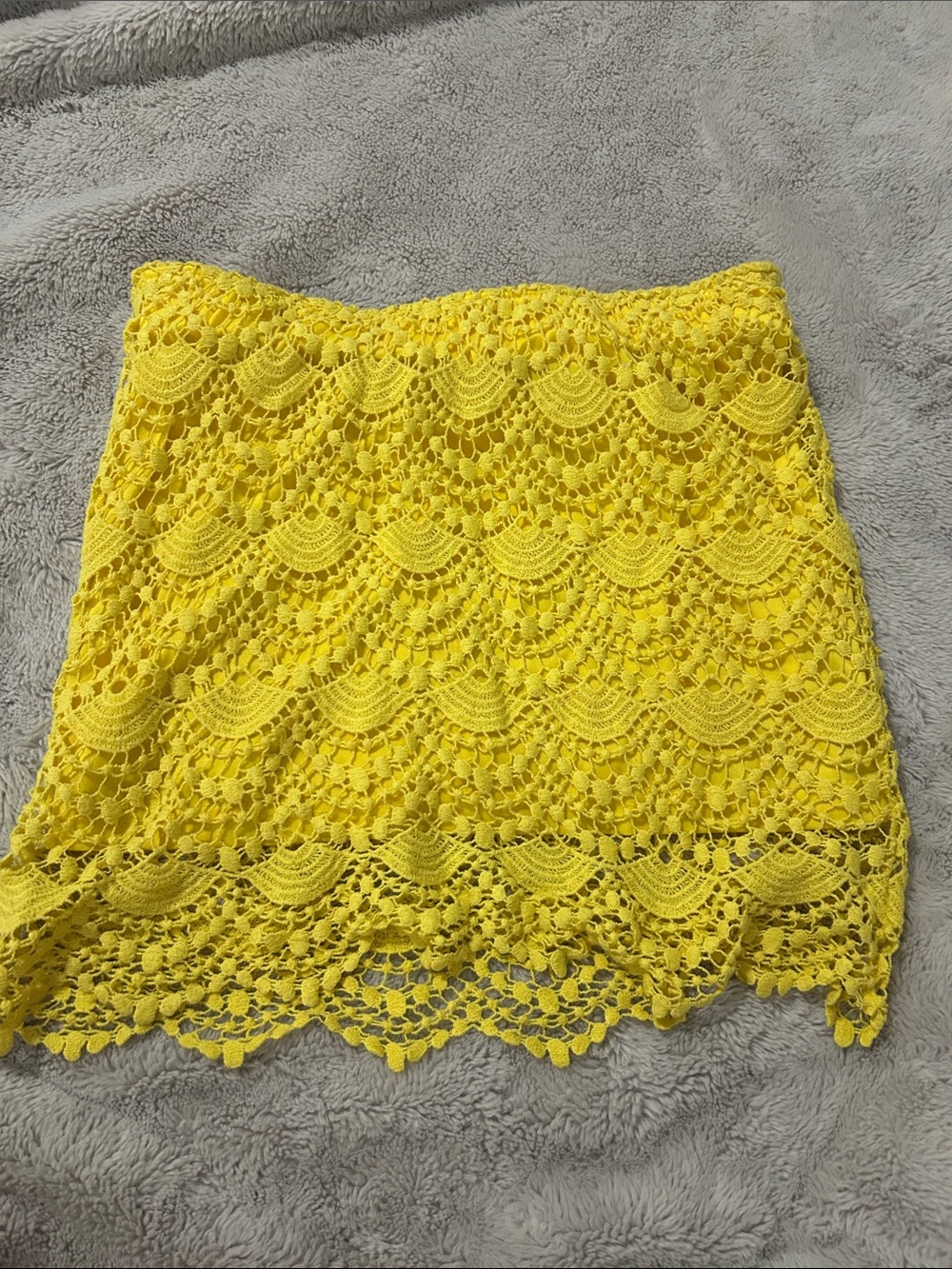english rose Bright Yellow Crochet Lace Mini Skirt